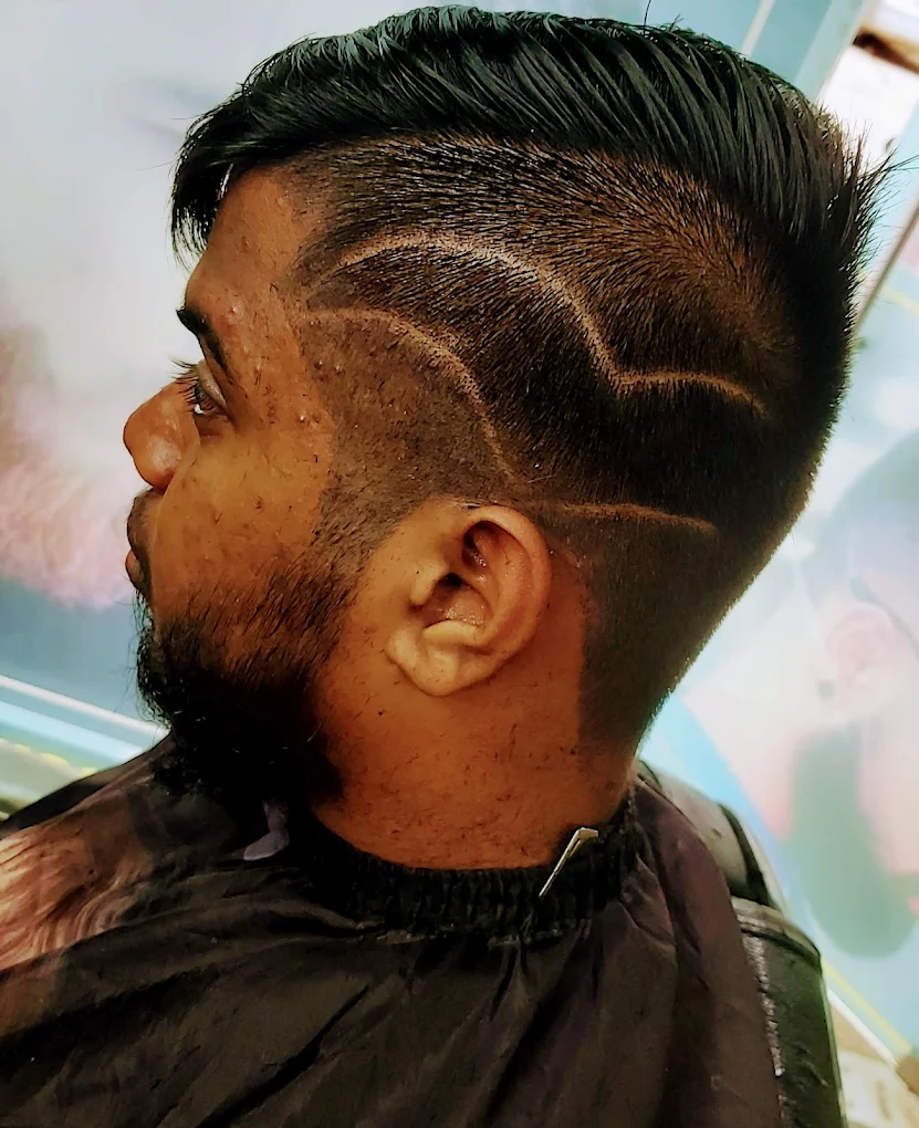 Close-up haircut styling